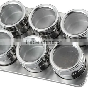 Stainless Steel Magnetic Spice Jars With Rack thumbnail-1