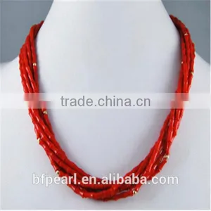 6 Rows 3.5-7mm Original Red Coral Necklace thumbnail-1