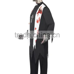 Day Of The Dead Priest Costume Halloween Fancy Dress thumbnail-2