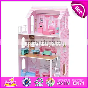 New Design Girls Pretend Toys Wooden Huge Dollhouse W06A229 thumbnail-5