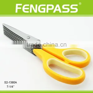 S2-1380A 7-1/4" 2CR13 Stainless Steel 7 Blades Herb Scissors PP + TPR Plastic Handle thumbnail-1