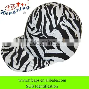Hot Sale Custom Blank 100% Cotton Zebra Stripe 5 Panel Cap thumbnail-1