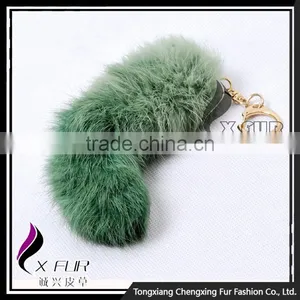 CX-R-39 Dip Dyed Keychain Fancy Rabbit Fur Keyring thumbnail-2