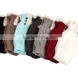 Factory Best Selling New Design Buttons Crochet Women Lace Boot Cuffs thumbnail-2