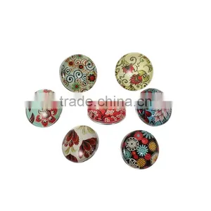 18mm Resin Fit Snap Button Bracelets Round Silver Tone At Random Flower Pattern , Knob Size: 5.5mm thumbnail-1