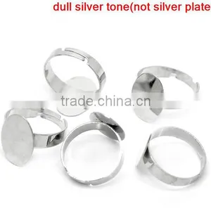 Custom 20PCs Silver Plated Adjustable Oval Cabochon Ring Settings thumbnail-3