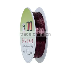 Copper Beading Wire Thread Cord Round Wine Red 0.4mm Dia. , 2 Rolls thumbnail-1