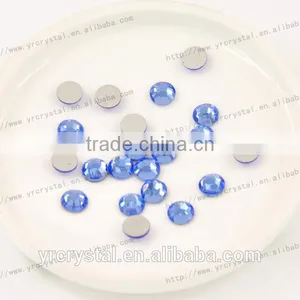 Round Shape Light Sapphire Color Silver Base Beads Flat Back Crystals thumbnail-1