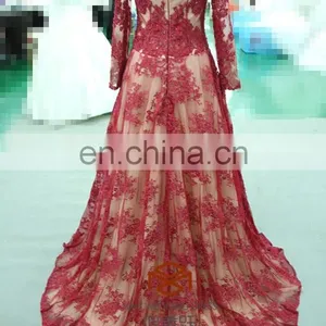 Zuhair Murad Dresses Price Red Carpet Long Sleeve Lace Celebrity Dress HMY-D170 Real Model thumbnail-4