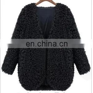 New Style Loose V Neck Long Sleeve Winter Women Faux Fur Coat thumbnail-3