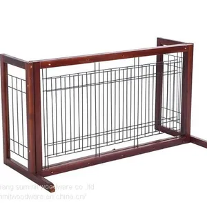 Wood Dog Gate Adjustable Indoor Solid Construction Pet Fence thumbnail-2