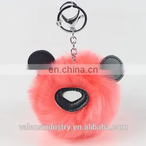 Fashion Customized Fluffy Faux Bunny Fur Pom Pom Keychain Animal Shape Pom Pom Ball Pendant for Woman Cellphone/handbag/hats/Car thumbnail-1