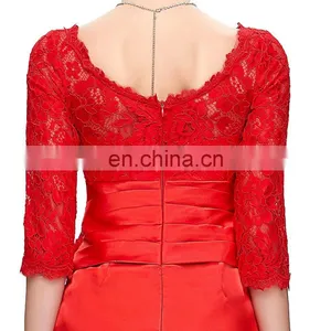 Grace Karin Elegant Long Sleeve Lace Evening Dresses Red CL4524-2 thumbnail-5