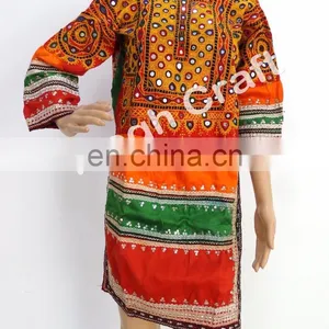 Afghan Kuchi Ethnic Dress - Vintage Afghani Mirror Work Tunic - Afghan Tunic -Kuchi Ethnic -tribal Dress -Afghan Vintage Tunic thumbnail-2