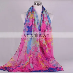 Hot Selling Fashion Printing Multicolor Lady Beach Chiffon Scarf thumbnail-2