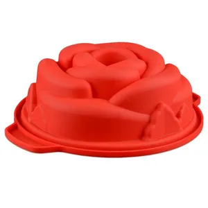 Free Sample Food Grade Heat Resistant Nontoxic Silicone Cake Mold Baking Mousse Pudding Mold Tool Rose Shape thumbnail-1