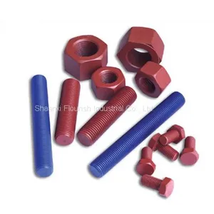 Heat Resistant Xylan Fluorocarbon Coated Bolts Continue Thread Stud Bolts With Nuts thumbnail-1