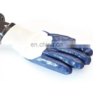 Oil And Gas Resistant Safety Cuff Heavy Duty Blue Nitrile Coated Cotton Jersey Shell Gloves thumbnail-4