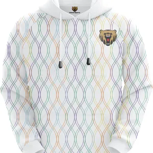 Customized Sublimation Hoodie of White Colors With Wavy Line Pattern thumbnail-1