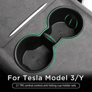 Tesla Model 3/Y 2021-2022 Car TPE Cup Holder Cover Interior Auto Accessories thumbnail-3