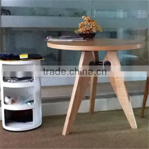 Jean Prouve Round 80cm Wood Dining Table thumbnail-3