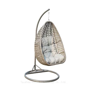 Durable Modern Outdoor Furniture Hanging Egg Swing Chair With Cushion PE Rattan Metal Frame Living Room Hotel Bedroom Courtyard thumbnail-3