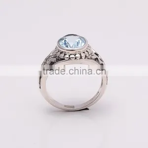 BLUE TOPPAZ RING ,925 Sterling Silver Jewelry Wholesale,WHOLESALE SILVER JEWELRY,SILVER EXPORTER,SILVER JEWELRY FROM INDIA thumbnail-3