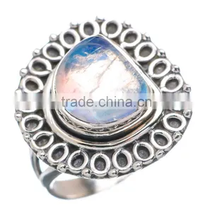 Rainbow Moonstone RING ,925 Sterling Silver Jewelry Wholesale,WHOLESALE SILVER JEWELRY,SILVER EXPORTER,SILVER JEWELRY FROM INDIA thumbnail-1