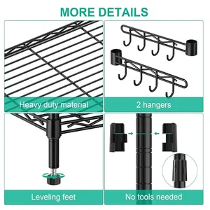 5-Tier Metal Shelves for Storage on Wheels thumbnail-4
