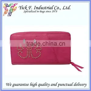 Fancy Butterfly Studs Cherry PU Leather Women Long Wallet thumbnail-1