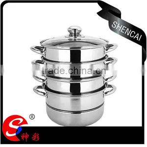 Caitang Shencai Stainless Steel 4layer Steamer Pot With Glass Lid Cover thumbnail-3