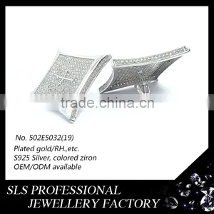 2015 Fashion American 925 Sterling Silver Jewelry Micro Pave cz Cross Inside Stud Earrings thumbnail-6