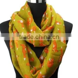 205 Foreign Trade New Loop Shawl Cute Animal Fox Print Women Fashion Scarf thumbnail-5