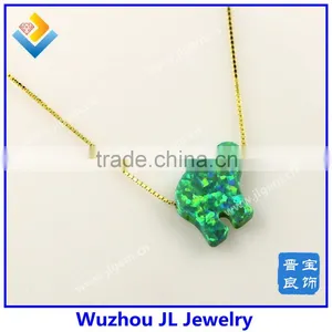 Fashion Synthetic OP11 Green Opal Elephant Pendant Sale Online Necklace thumbnail-2