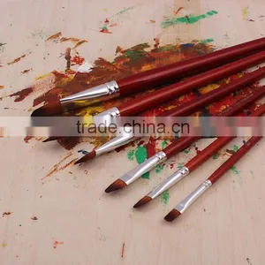 In Stock 6pcs Professional High Quality Filbert Shape Nylon Hair Artist Brush thumbnail-3