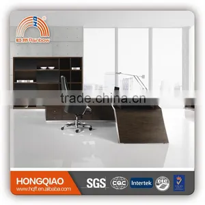DT-12 Wooden Office Desk Stainless Steel Table Base Office Executive Desk Quality Choice thumbnail-1
