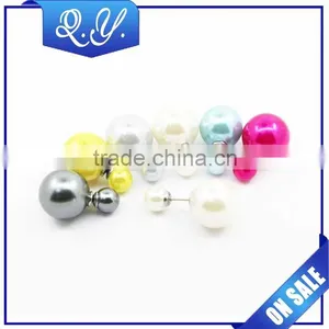 Hot Wholesale Ear Piercing Jewelry Double Pearl Earrings Ear Studs thumbnail-1
