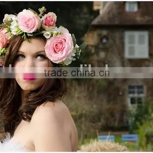 New Artificial Flower Crown Decorative Artificial Flower Crown Headband Flower thumbnail-4