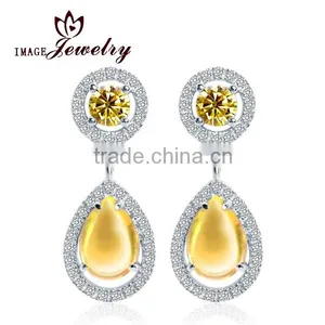 925 Sterling Silver Clip Sex Crystal Peacock Earring thumbnail-1