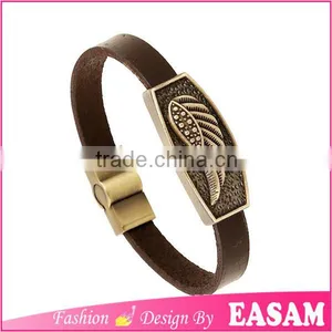 Fashion Alloy Cowhide Leather Bracelet,wing Embossed Leather Charm Bracelet thumbnail-1