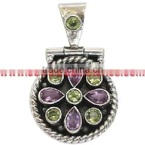 Silver Amethyst Pendant Silver Necklece,Silver Amethyst Pendant Jewelry Supplier, Wholesale Gemstone Silver Jewelry thumbnail-1