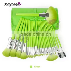 Best Quality Fresh Green 24pcs Make up Brushes Wood Factory Directly thumbnail-1