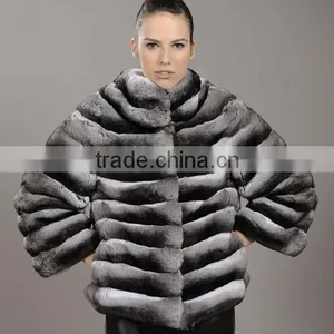 Wholesale Price Chinchilla Rex Rabbit Fur Coat thumbnail-1