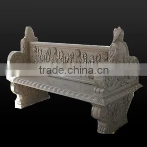 SKY-003 Cheap Marble Garden Stone Benches For Sale With Backs thumbnail-1