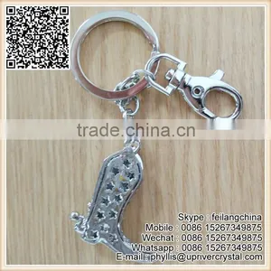 Fine Silver Shoes Keychain Crystal Diamond Key Ring For Promontion thumbnail-2