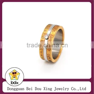 2015 Hot Sale 18k Rose Gold Plated With Cubic Zirconia Inlaid Stainless Steel Ring thumbnail-1