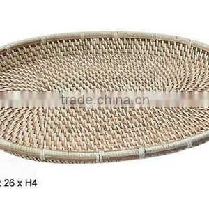 Vietnam Basket Rattan Tray With Insert Handle thumbnail-1