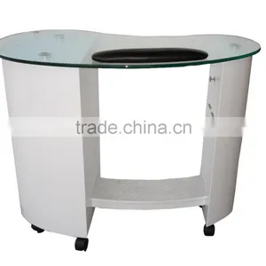 Single Glass Top Wooden Modern Cheap Manicure Table thumbnail-1