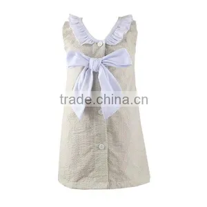 2016 Kaiyo Wholesale Children Lace Ruffle Dress Decorate With Bowknot Oem Service Princess Seersucker Dress Home Dress thumbnail-6