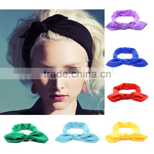 YA New Cute Girls and Women Bowknot Hairbands Turban Knot Rabbit Headband Headwrap Top Cloth Headwear Hair Accessories thumbnail-1